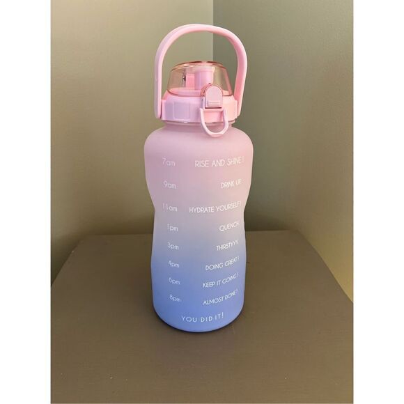New INLIMA XL water bottle  2L Large Capacity Straw Cup pink and blue - Picture 1 of 7